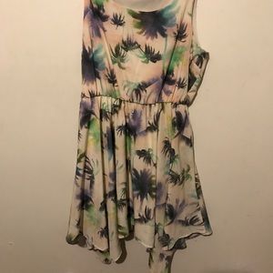 Tropical Summer Dress with Asymmetrical Hem
